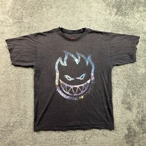 Spitfire Skate T-Shirt Adult M Galaxy Space Logo Short Sleeve Faded Black